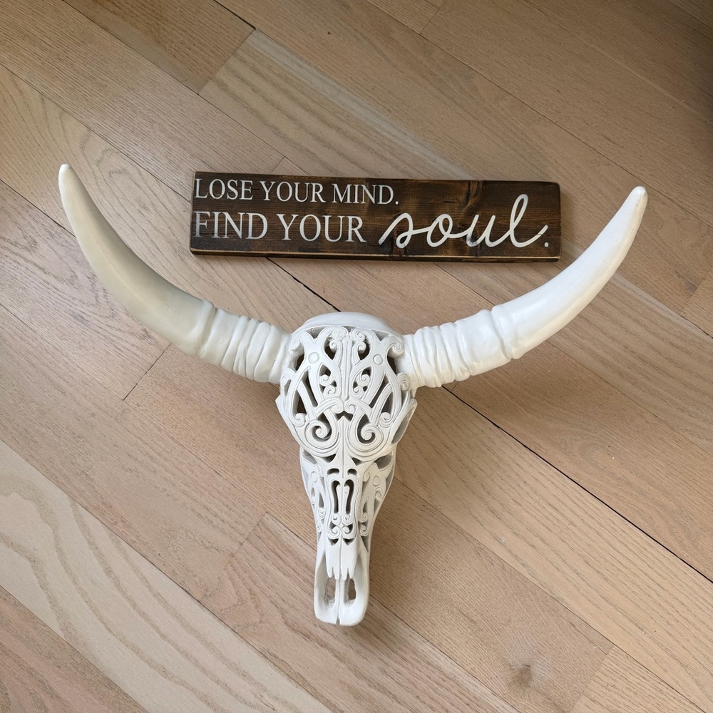 Faux Cow Skull Wall Decor & Find Your Soul Sign Farmhouse Decor